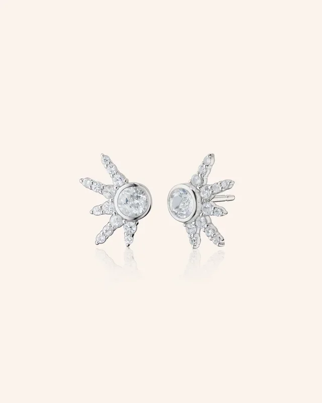 “Points of Light” Earrings with White Topaz and White Sapphires