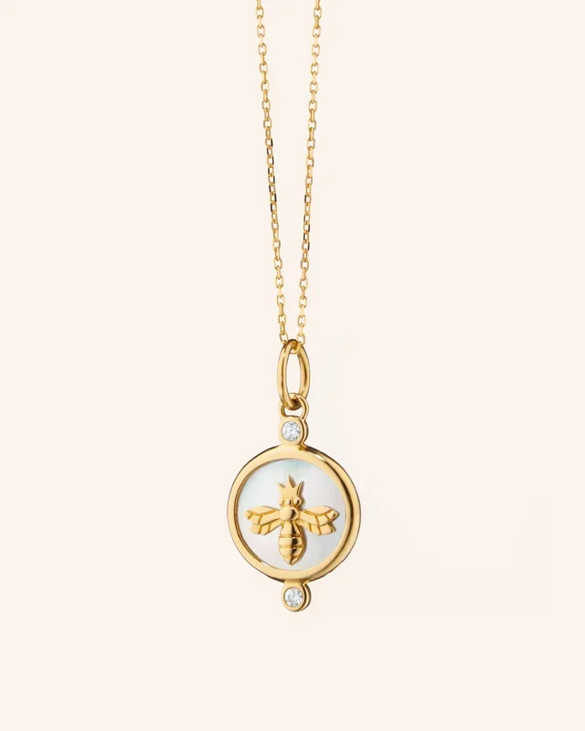 “Queen Bee” Necklace with Mother of Pearl and Diamonds