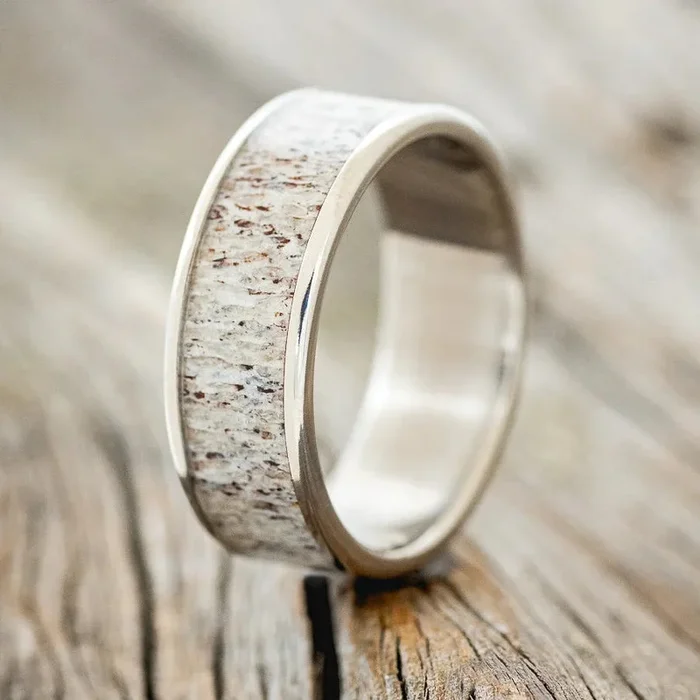 “RAINIER” – ANTLER WEDDING BAND – TITANIUM – SIZE 12 1/4