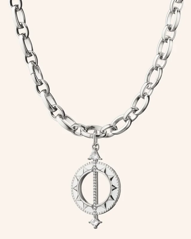 “Time is Precious” Audrey Necklace with Rock Crystal and White Sapphires