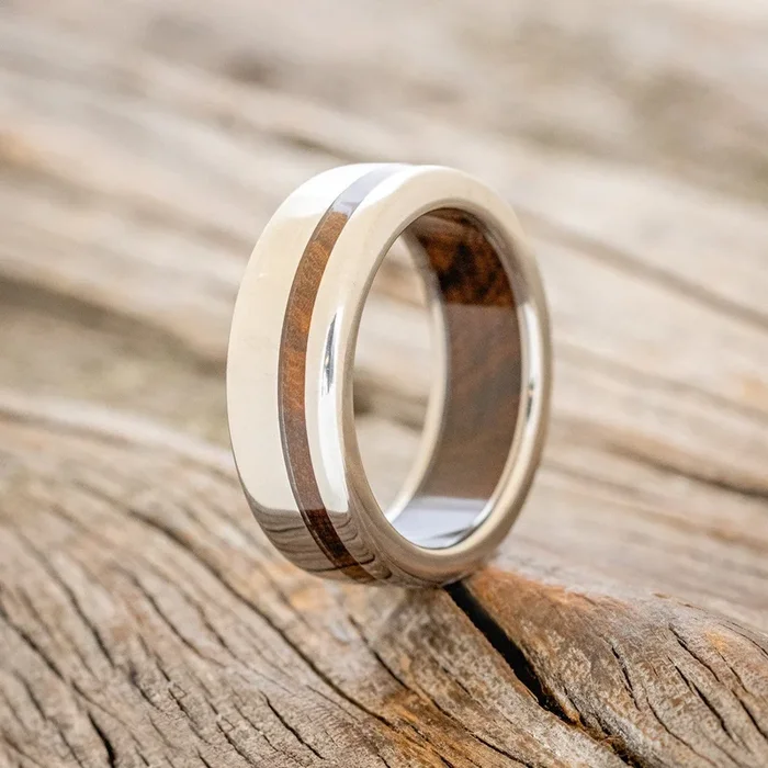 “VERTIGO” – IRONWOOD LINING & INLAY WEDDING RING