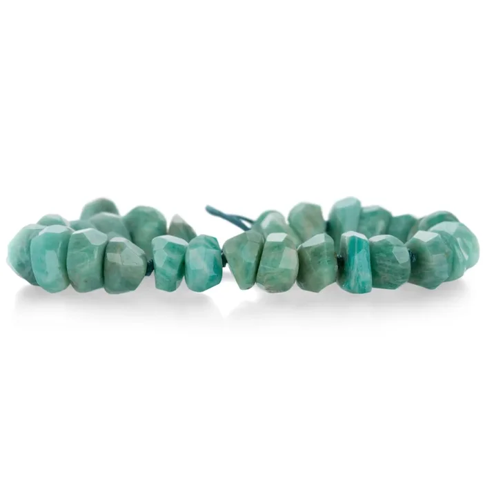 8mm Faceted Amazonite Nugget Beaded Bracelet