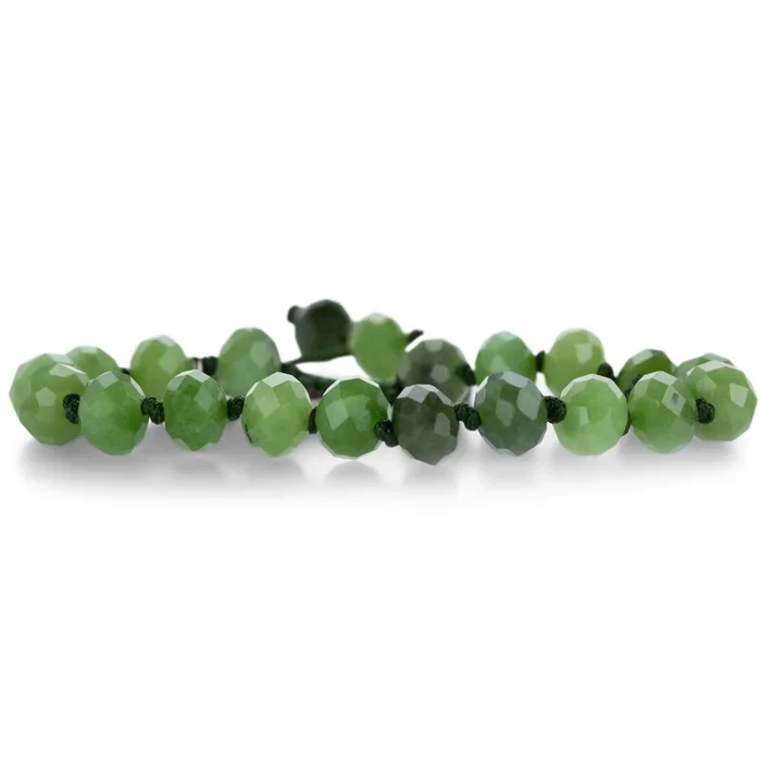 8mm Faceted British Columbian Jade Beaded Bracelet