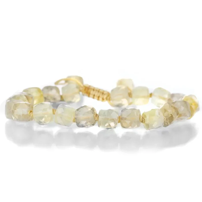 8mm Faceted Citrine Cube Bracelet