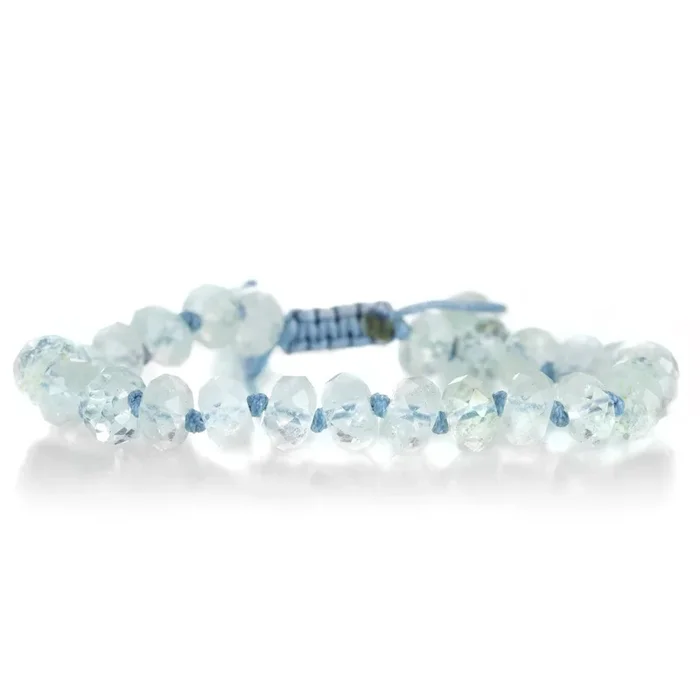 8mm Faceted Clear Aquamarine Bracelet