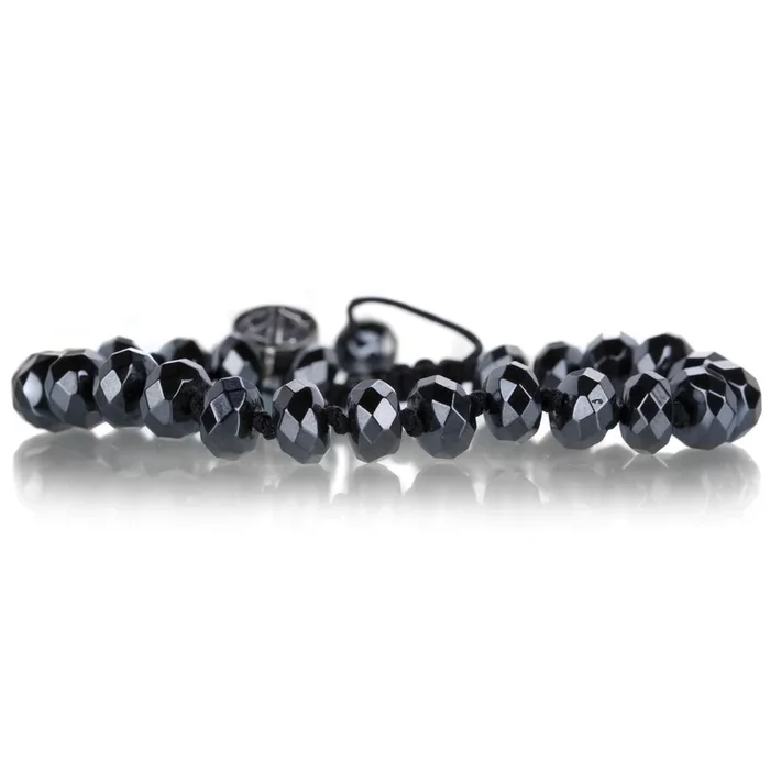 8mm Faceted Hematite Macrame Bracelet