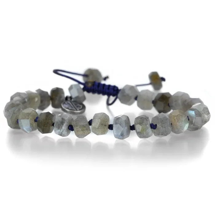 8mm Faceted Labradorite Macrame Bracelet