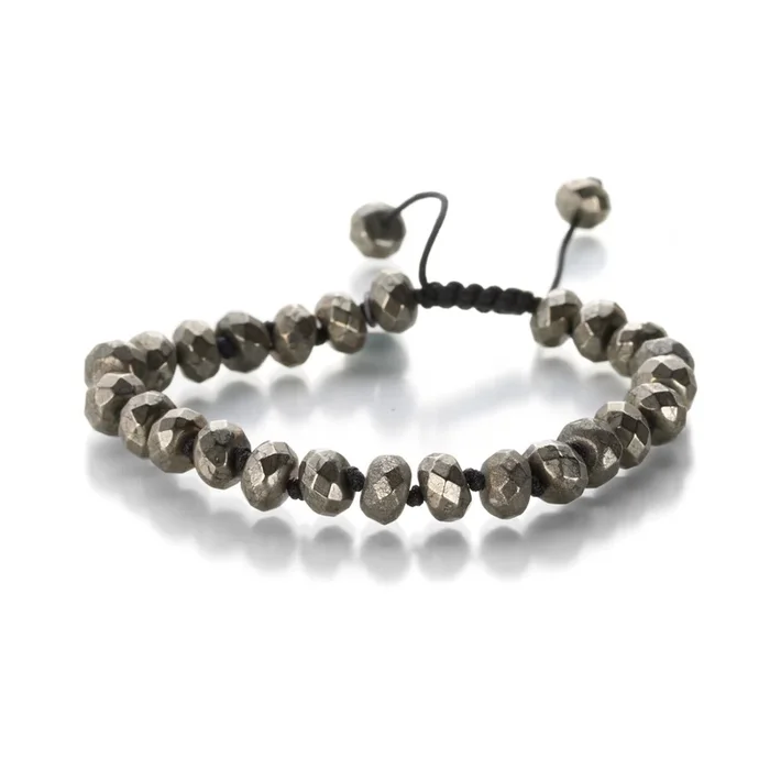 8mm Faceted Pyrite Bead Bracelet-1