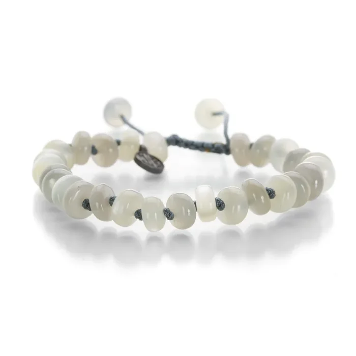 8mm Smooth Gray Moonstone Bracelet