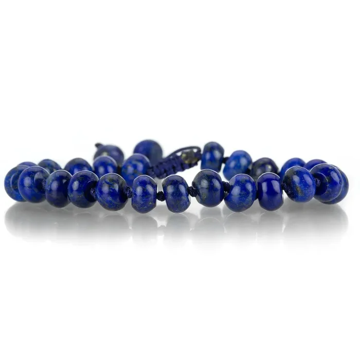 8mm Smooth Lapis Rondelle Bracelet