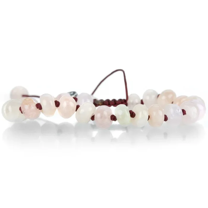 8mm Smooth Morganite Macrame Bracelet
