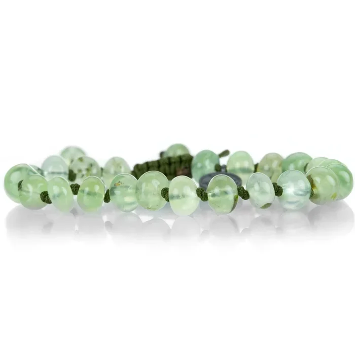 8mm Smooth Prehnite Macrame Bead Bracelet