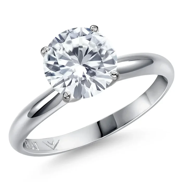 900 Platinum Moissanite Engagement Ring For Women | 1.90 Cttw | Round 8MM | Gemstone Birthstone