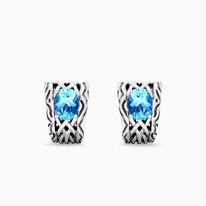 925 Lagoon Sterling Silver Blue Topaz Earrings, 4.50 TCW