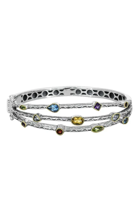 925 Multi Gemstone Bangle, 2.39 TCW
