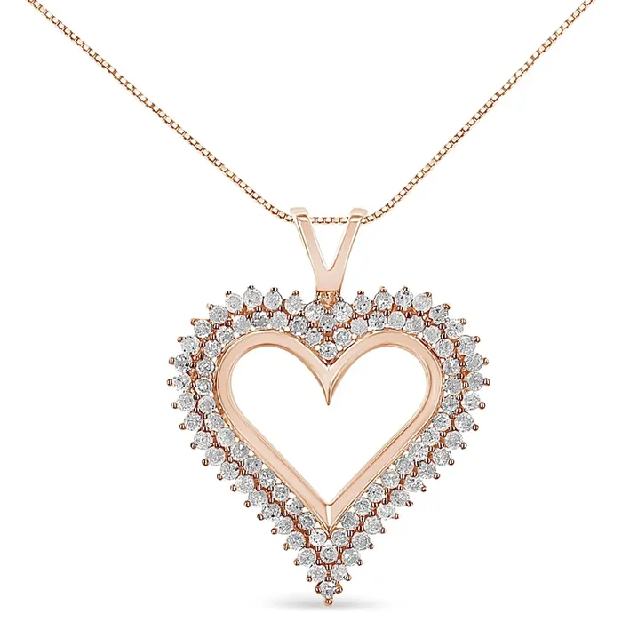 .925 Sterling Silver Diamond Heart 18″ Pendant Necklace (I-J Color, I2-I3 Clarity)