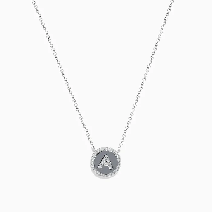 925 Sterling Silver Diamond Initial Letter “A” Necklace