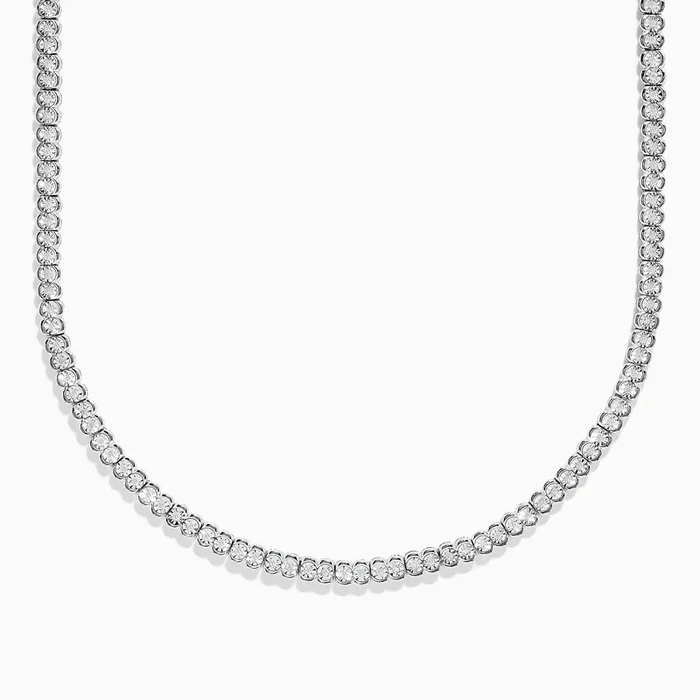 925 Sterling Silver Diamond Tennis Necklace