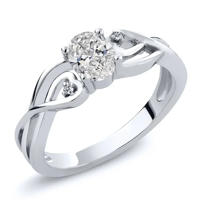 925 Sterling Silver Lab Grown Diamond Engagement Ring For Women | 0.51 Cttw | Oval 6X4MM | Gemstone April Birthstone