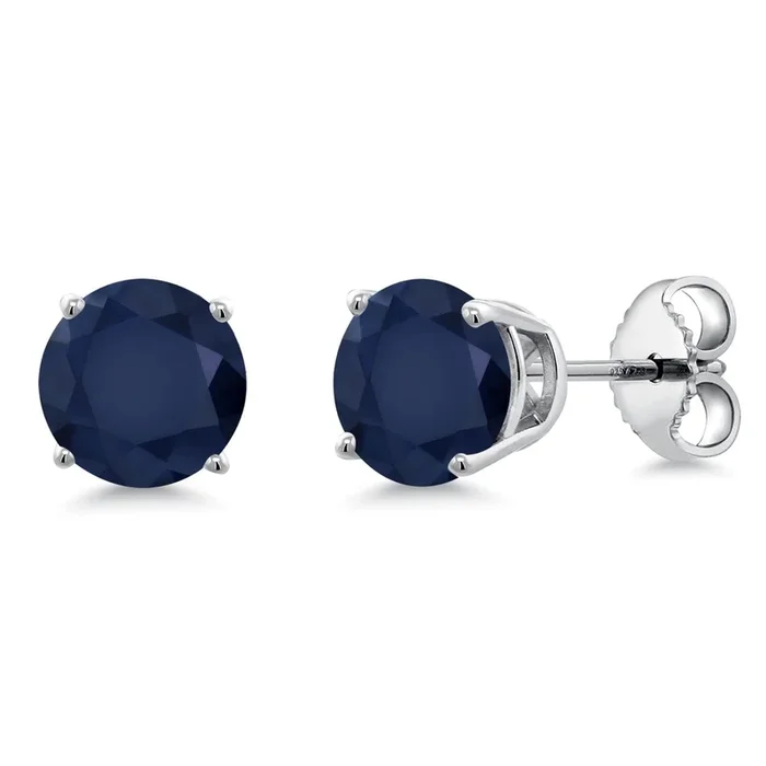 925 Sterling Silver Round 6MM Gemstone Birthstone Stud Earrings For Women Men