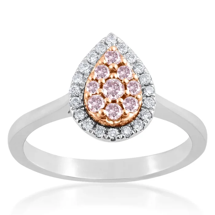 9ct White and Rose Gold 1/3 Carat Diamond Ring With Pink Argyle Diamonds