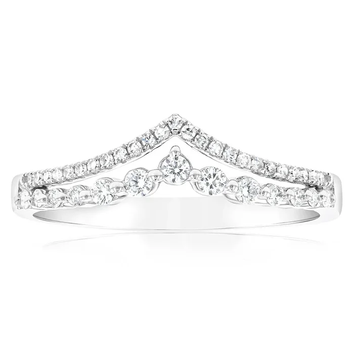 9ct White Gold 1/3 Carat Luminesce Lab Grown Diamond V Dress Ring