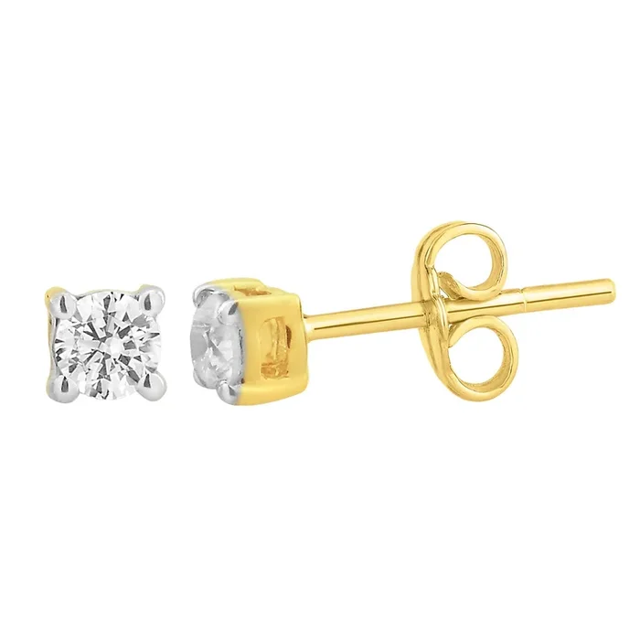 9ct Yellow Gold 0.20 Carat Diamond Stud Earrings
