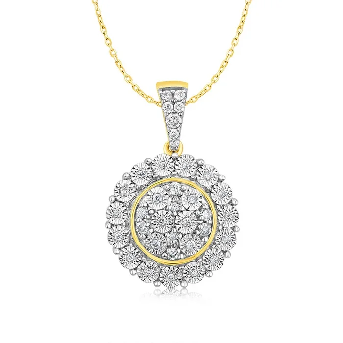 9ct Yellow Gold 1/5 Carat Diamond Pendant