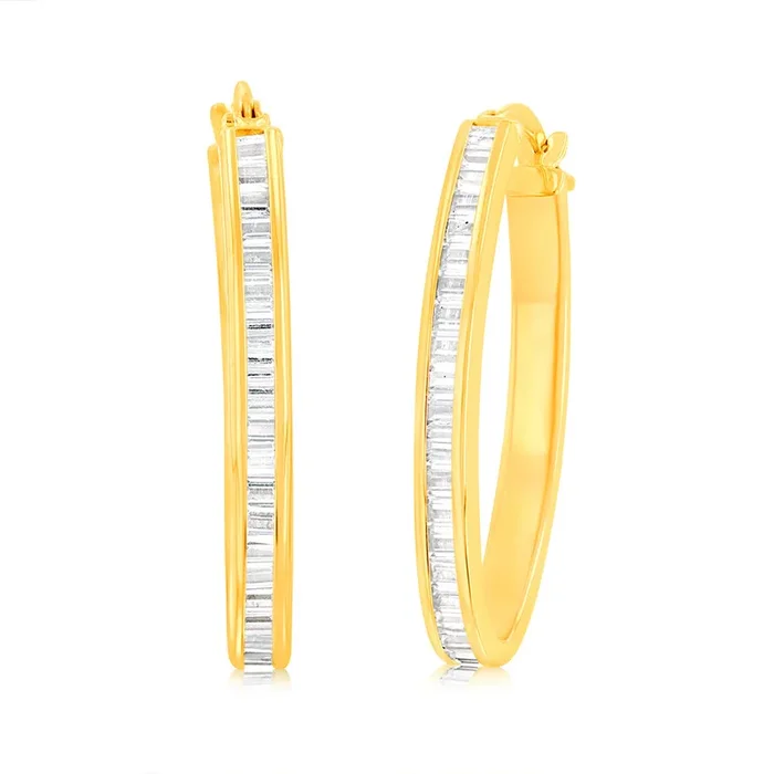 9ct Yellow Gold Cubic Zirconia Hoop Earrings