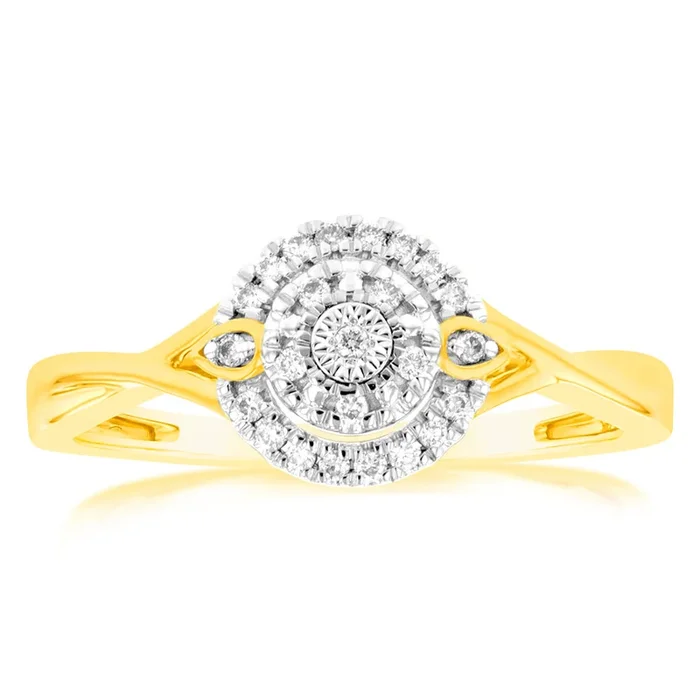 9ct Yellow Gold Diamond Dress Ring