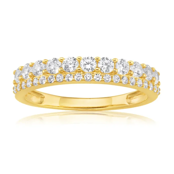 9ct Yellow Gold Zirconia Eternity Straight Ring