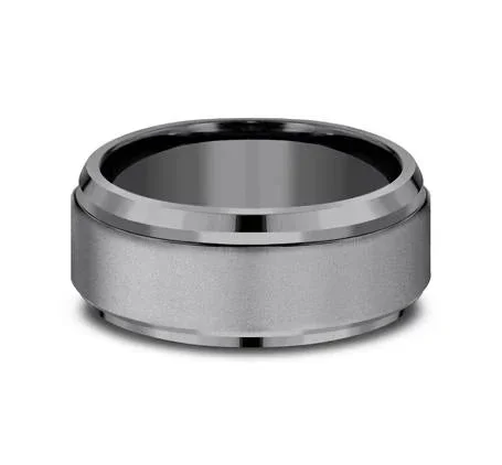 9mm Dark Tantalum Sandblast Finish Wedding Band