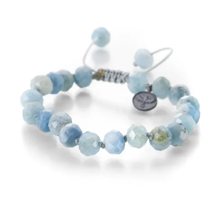 9mm Faceted Aquamarine Beaded Bracelet