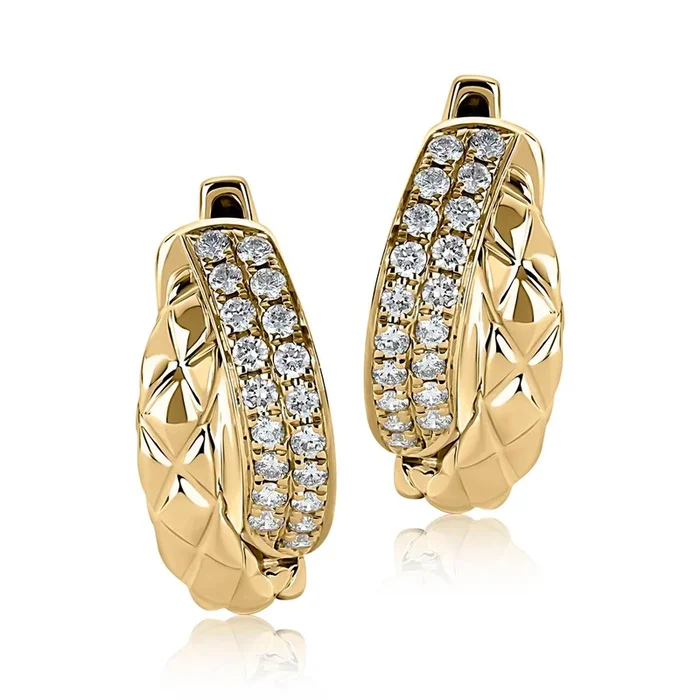 A. Jaffe 14k Gold Small Crossover Hoop Earrings with Diamonds