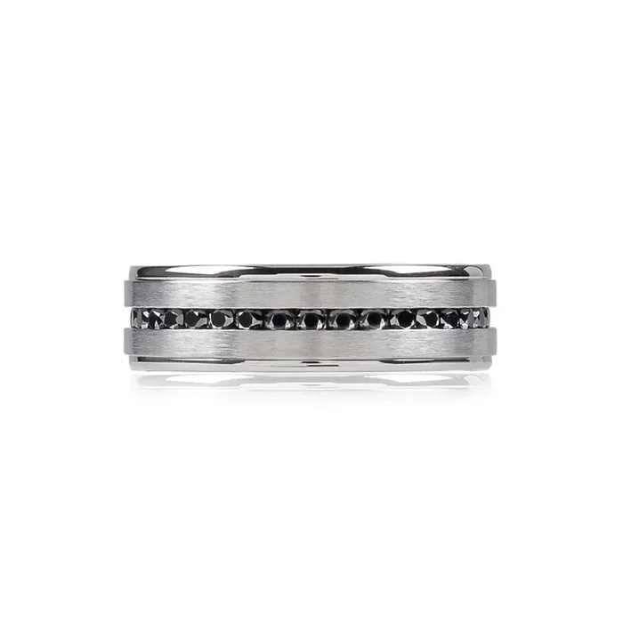 A.R.Z Men’s Steel Black Stone Ring