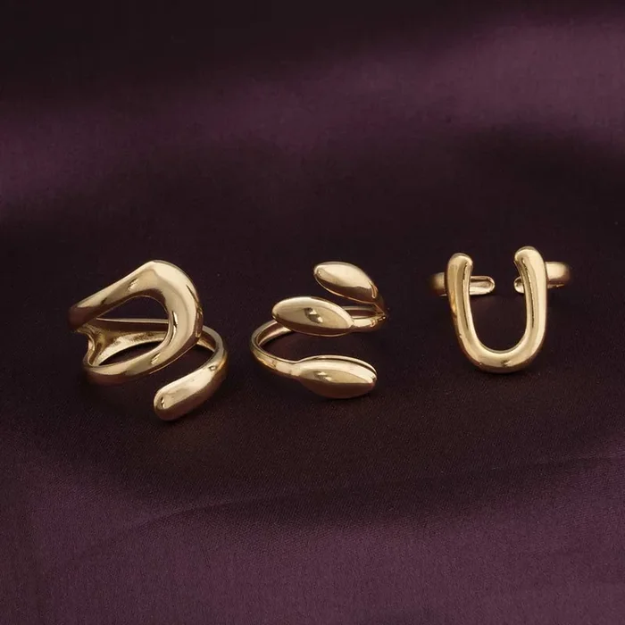Abstract Gold Ring Set