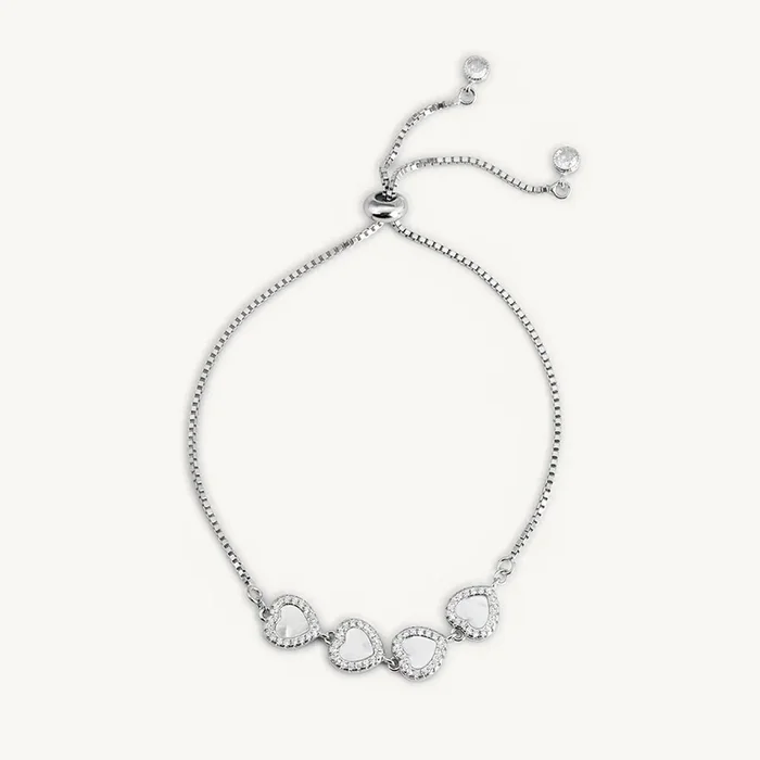 Adjustable Heart 925 Sterling Silver Bracelet