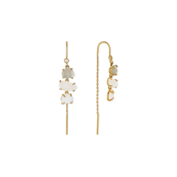 Aega Stone Threader Drops in Gold & Stone Mix