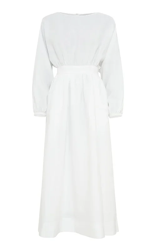 Ahmose Maxi Dress in White Aloe Linen