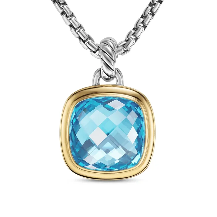 Albion® Pendant in Sterling Silver with 18K Yellow Gold and Blue Topaz, 15mm
