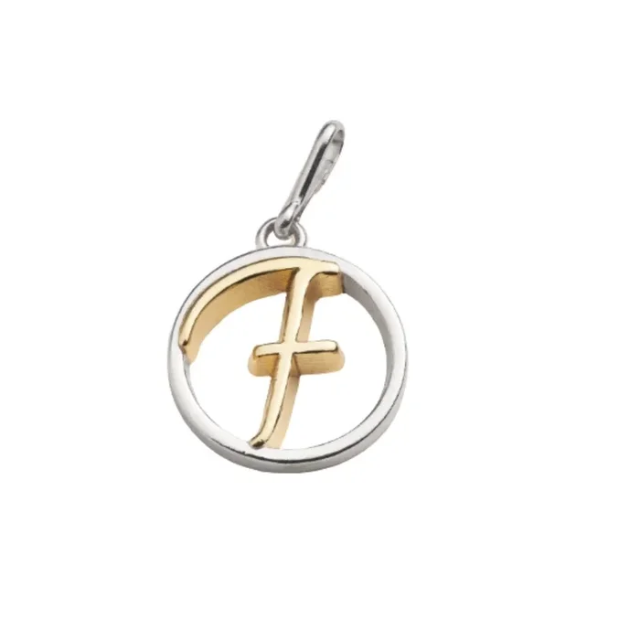 ALEX AND ANI Initial F Two Tone Charm