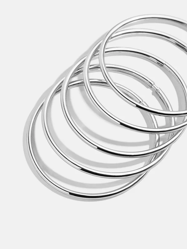 Alexia Bangle Bracelet Set – Silver