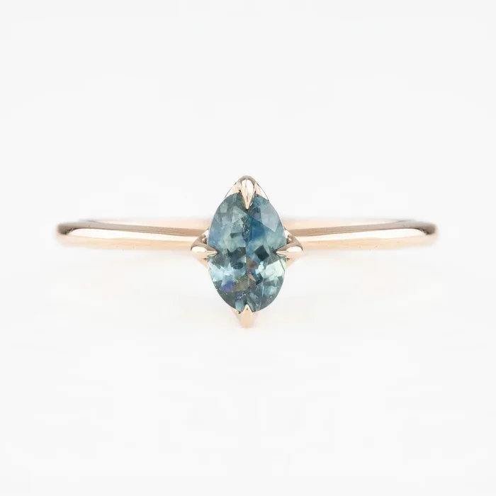 Alice Ring, 0.65ct Blue Green Sapphire