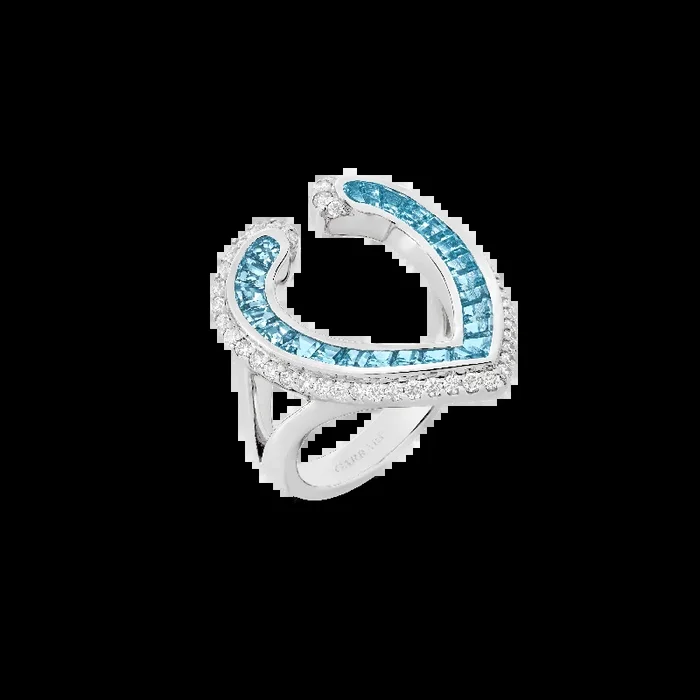 Aloria Calibré Cut Aquamarine Ring | In 18ct White Gold with Diamonds