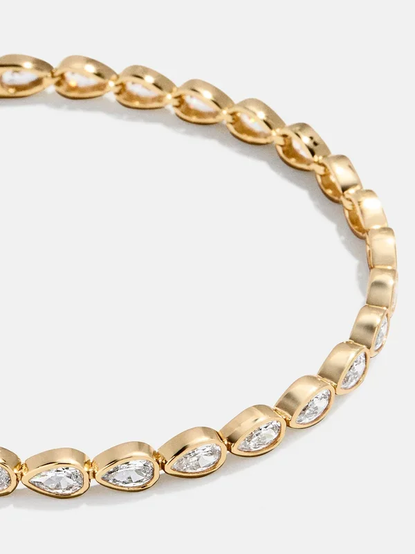 Amanda 18K Gold Tennis Bracelet – Pear Bezel
