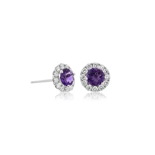 Amethyst & Diamond Stud Earrings