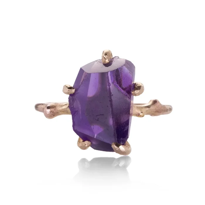 Amethyst and Gold Embedded Ring
