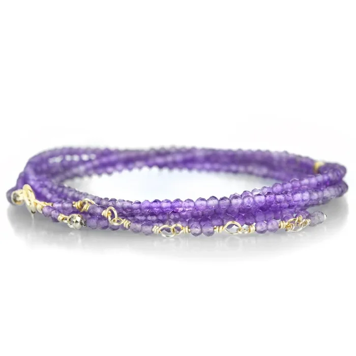 Amethyst Bead Wrap Bracelet – 34″