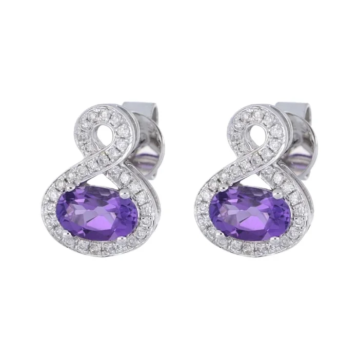Amethyst Earrings (Amethyst 1.09 cts. White Diamond 0.29 cts.)