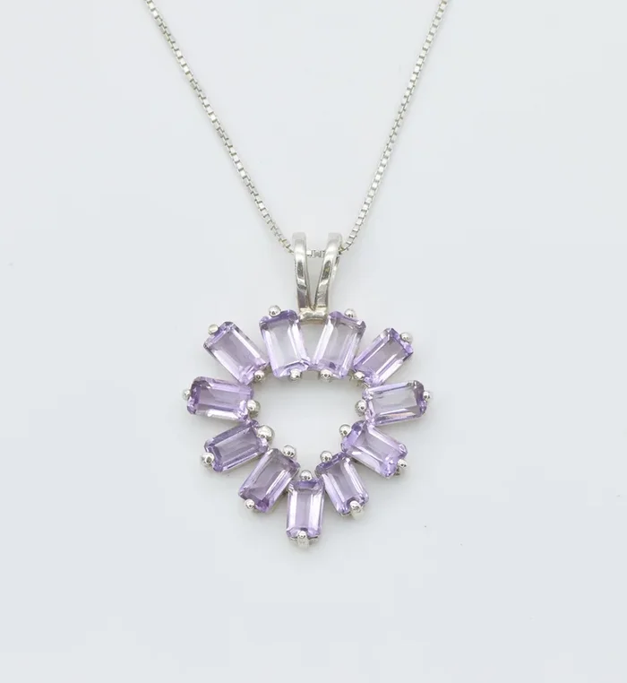 Amethyst Heart Pendant in Silver